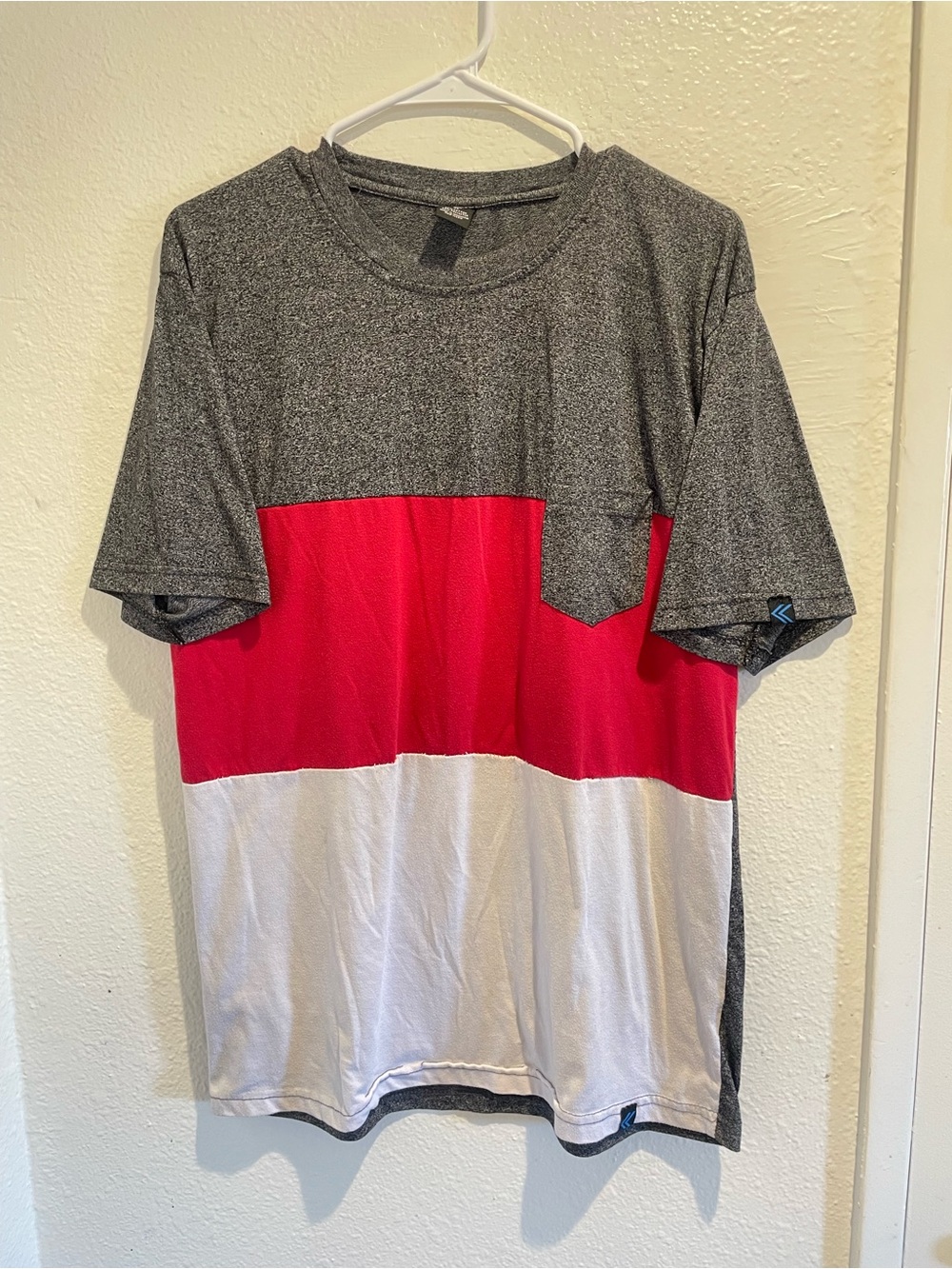 Street Rules Colorblock Pocket T-Shirt Gray Red White Men's XL Short Sleeve